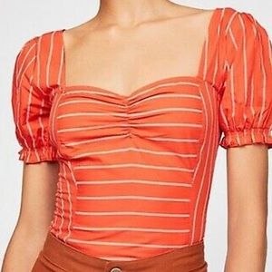 Puffy striped sleeved top